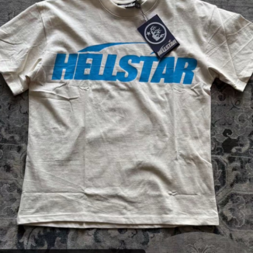 Hellstar White T-Shirt with Blue Logo
